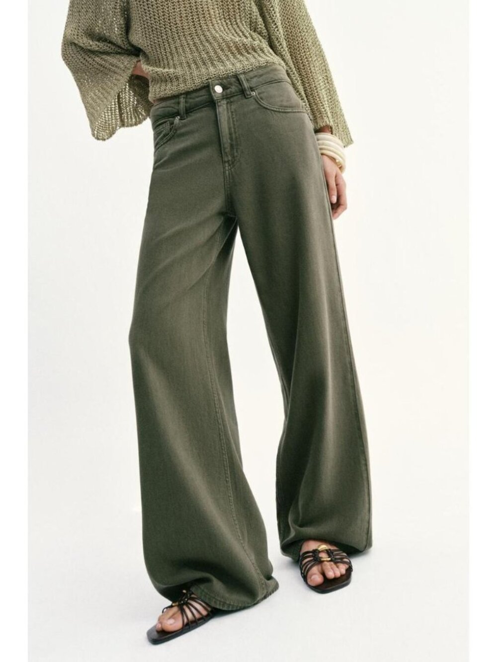 ZARA Z1975 HIGH-WAISTED FLUID WIDE LEG JEANS - Picture 3 of 9